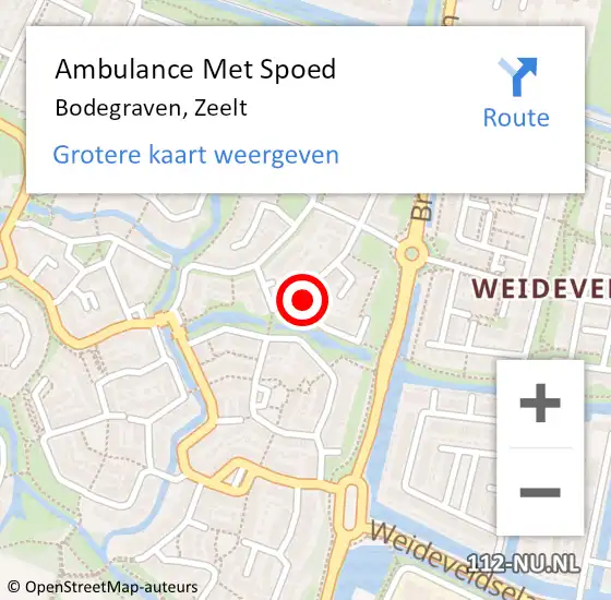 Locatie op kaart van de 112 melding: Ambulance Met Spoed Naar Bodegraven, Zeelt op 20 april 2024 10:53