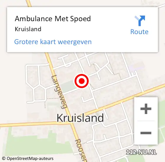 Locatie op kaart van de 112 melding: Ambulance Met Spoed Naar Kruisland op 20 april 2024 11:00