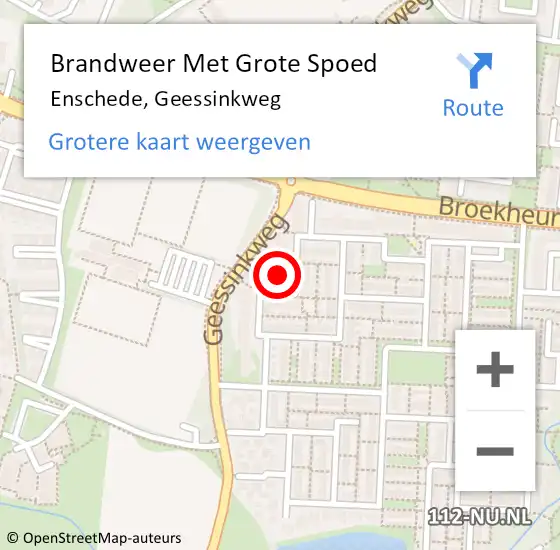 Locatie op kaart van de 112 melding: Brandweer Met Grote Spoed Naar Enschede, Geessinkweg op 20 april 2024 11:33