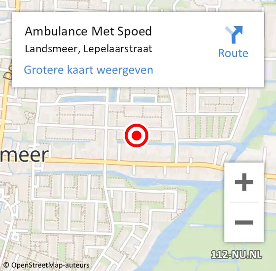 Locatie op kaart van de 112 melding: Ambulance Met Spoed Naar Landsmeer, Lepelaarstraat op 20 april 2024 11:45