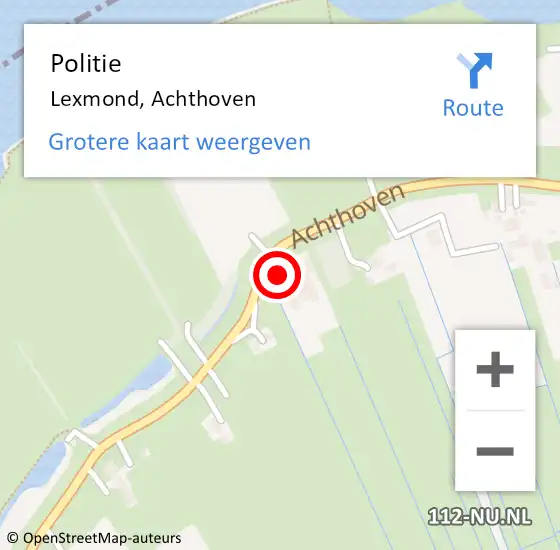 Locatie op kaart van de 112 melding: Politie Lexmond, Achthoven op 20 april 2024 11:49