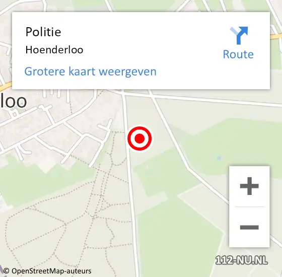 Locatie op kaart van de 112 melding: Politie Hoenderloo op 20 april 2024 11:55