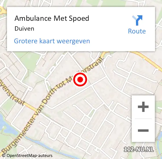 Locatie op kaart van de 112 melding: Ambulance Met Spoed Naar Duiven op 20 april 2024 11:57