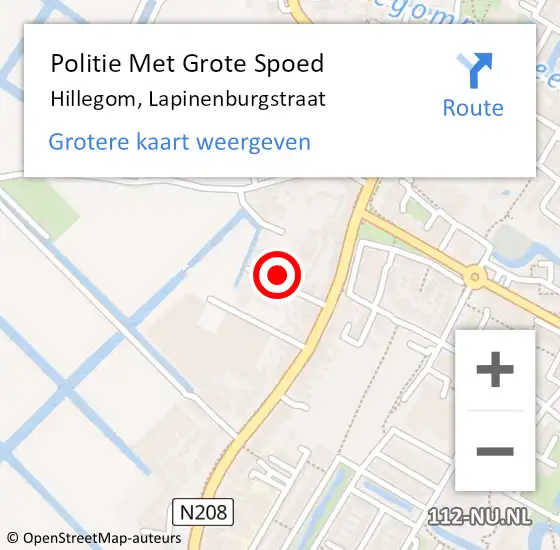 Locatie op kaart van de 112 melding: Politie Met Grote Spoed Naar Hillegom, Lapinenburgstraat op 20 april 2024 12:00