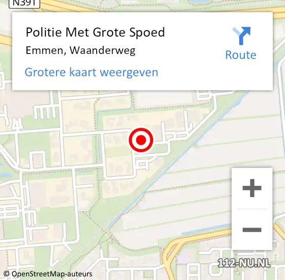Locatie op kaart van de 112 melding: Politie Met Grote Spoed Naar Emmen, Waanderweg op 20 april 2024 12:02