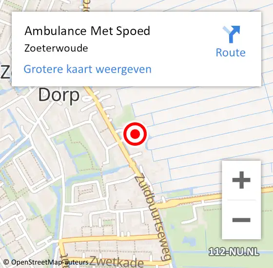 Locatie op kaart van de 112 melding: Ambulance Met Spoed Naar Zoeterwoude op 20 april 2024 12:08