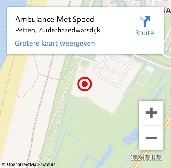 Locatie op kaart van de 112 melding: Ambulance Met Spoed Naar Petten, Zuiderhazedwarsdijk op 20 april 2024 12:09
