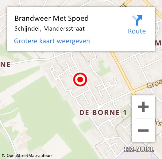 Locatie op kaart van de 112 melding: Brandweer Met Spoed Naar Schijndel, Mandersstraat op 20 april 2024 12:10