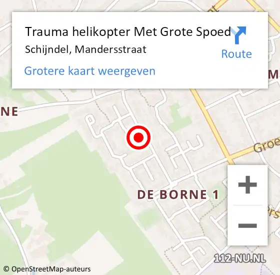 Locatie op kaart van de 112 melding: Trauma helikopter Met Grote Spoed Naar Schijndel, Mandersstraat op 20 april 2024 12:19