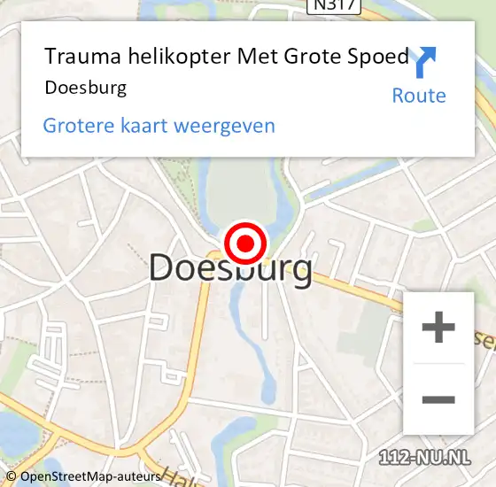 Locatie op kaart van de 112 melding: Trauma helikopter Met Grote Spoed Naar Doesburg op 20 april 2024 12:38