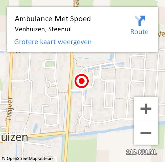 Locatie op kaart van de 112 melding: Ambulance Met Spoed Naar Venhuizen, Steenuil op 20 april 2024 12:46