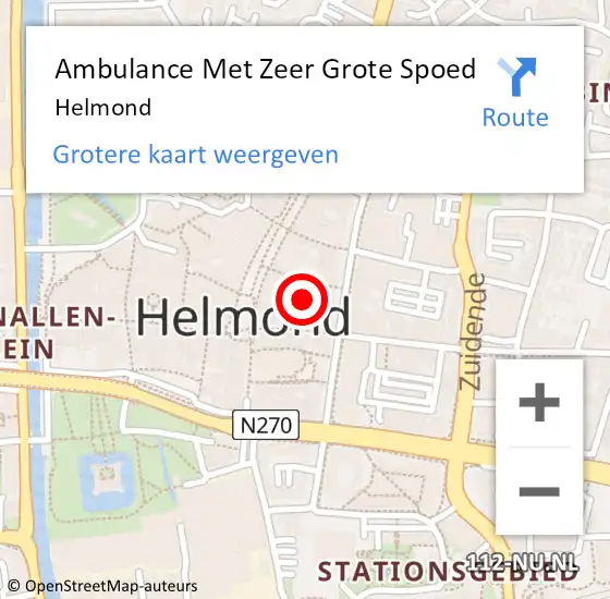 Locatie op kaart van de 112 melding: Ambulance Met Zeer Grote Spoed Naar Helmond op 20 april 2024 12:49