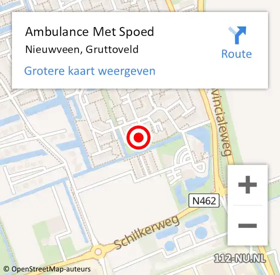 Locatie op kaart van de 112 melding: Ambulance Met Spoed Naar Nieuwveen, Gruttoveld op 20 april 2024 12:58
