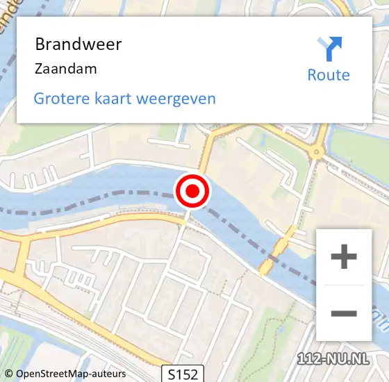 Locatie op kaart van de 112 melding: Brandweer Zaandam op 20 april 2024 13:01