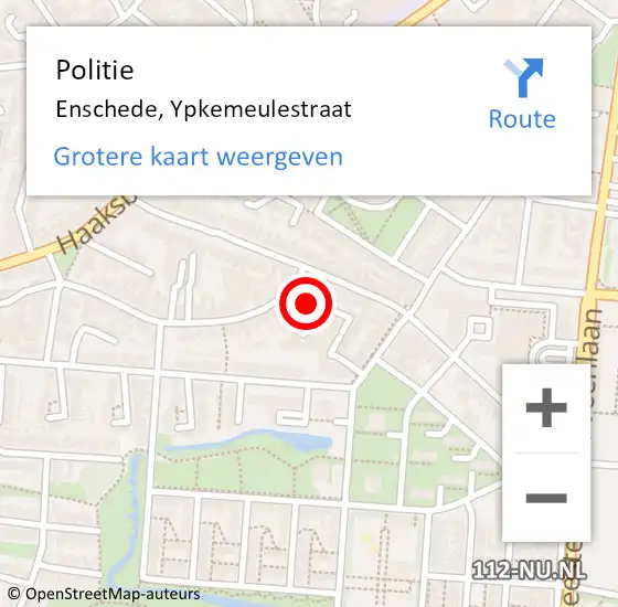 Locatie op kaart van de 112 melding: Politie Enschede, Ypkemeulestraat op 20 april 2024 13:05