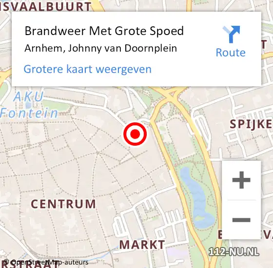 Locatie op kaart van de 112 melding: Brandweer Met Grote Spoed Naar Arnhem, Johnny van Doornplein op 20 april 2024 13:38