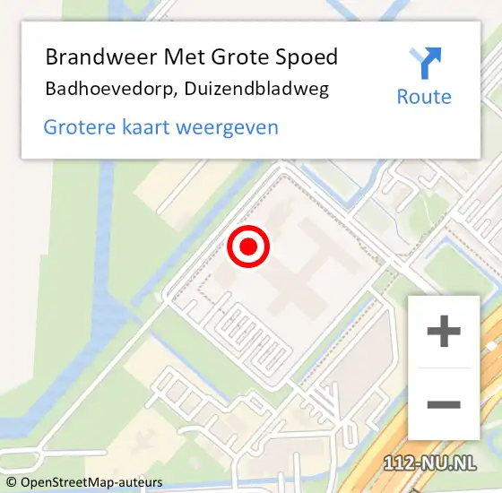 Locatie op kaart van de 112 melding: Brandweer Met Grote Spoed Naar Badhoevedorp, Duizendbladweg op 20 april 2024 13:38