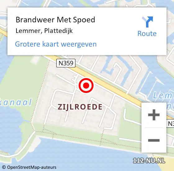 Locatie op kaart van de 112 melding: Brandweer Met Spoed Naar Lemmer, Plattedijk op 20 april 2024 13:48
