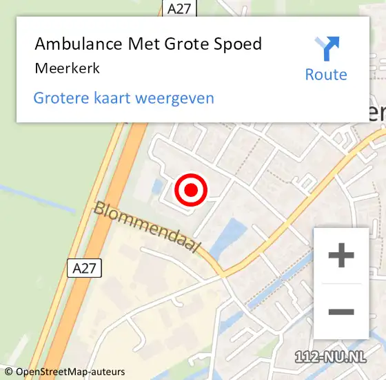 Locatie op kaart van de 112 melding: Ambulance Met Grote Spoed Naar Meerkerk op 20 april 2024 13:48