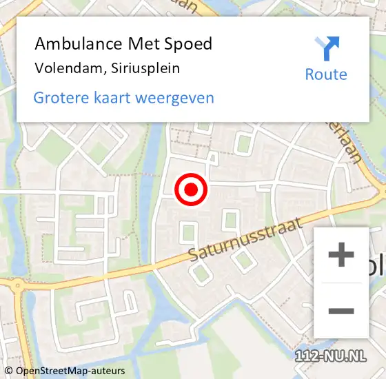 Locatie op kaart van de 112 melding: Ambulance Met Spoed Naar Volendam, Siriusplein op 20 april 2024 14:18