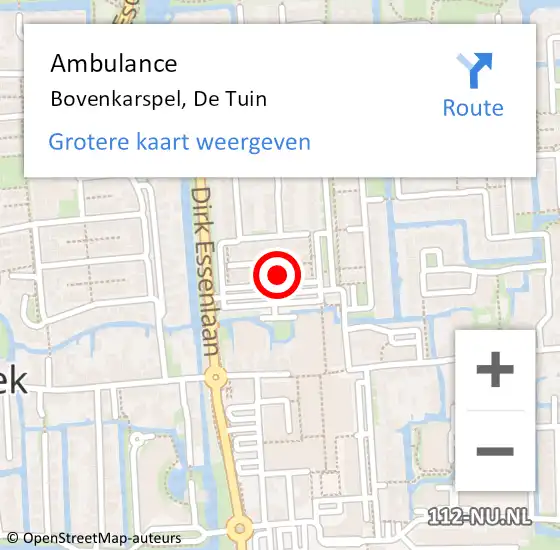 Locatie op kaart van de 112 melding: Ambulance Bovenkarspel, De Tuin op 20 april 2024 14:19