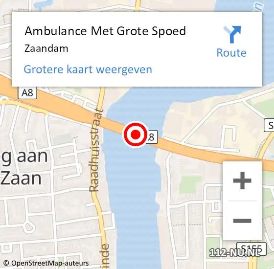 Locatie op kaart van de 112 melding: Ambulance Met Grote Spoed Naar Zaandam op 20 april 2024 15:31