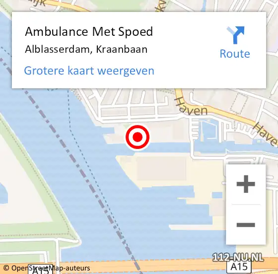 Locatie op kaart van de 112 melding: Ambulance Met Spoed Naar Alblasserdam, Kraanbaan op 20 april 2024 15:43