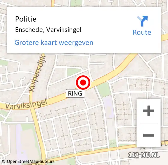 Locatie op kaart van de 112 melding: Politie Enschede, Varviksingel op 20 april 2024 15:52