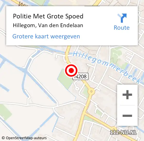 Locatie op kaart van de 112 melding: Politie Met Grote Spoed Naar Hillegom, Van den Endelaan op 20 april 2024 16:21