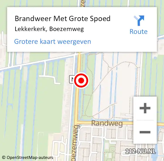 Locatie op kaart van de 112 melding: Brandweer Met Grote Spoed Naar Lekkerkerk, Boezemweg op 20 april 2024 16:45