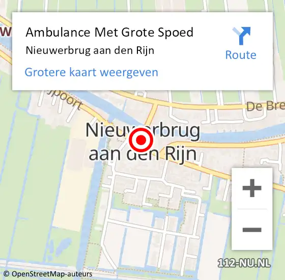 Locatie op kaart van de 112 melding: Ambulance Met Grote Spoed Naar Nieuwerbrug aan den Rijn op 20 april 2024 16:49