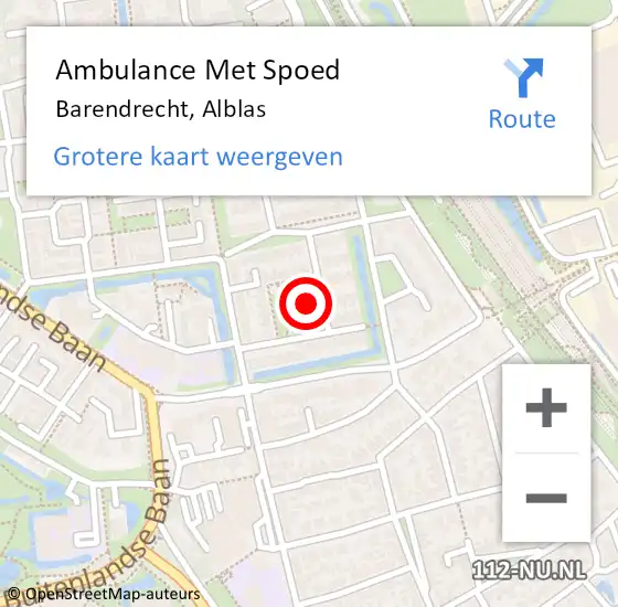 Locatie op kaart van de 112 melding: Ambulance Met Spoed Naar Barendrecht, Alblas op 20 april 2024 17:04