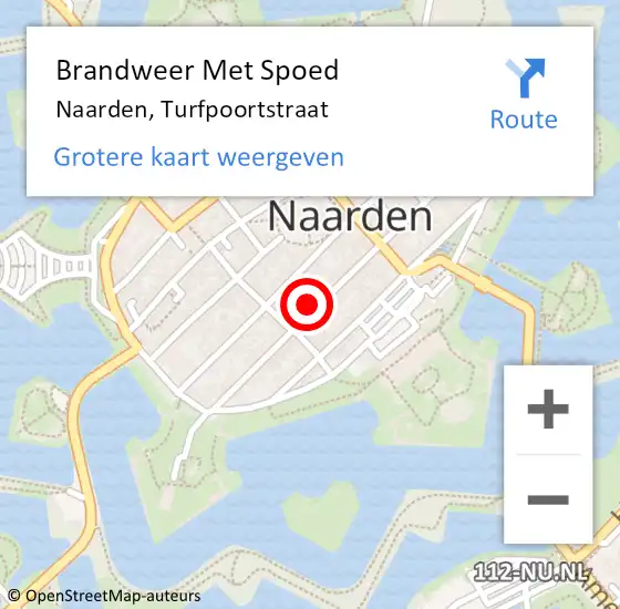Locatie op kaart van de 112 melding: Brandweer Met Spoed Naar Naarden, Turfpoortstraat op 20 april 2024 17:17