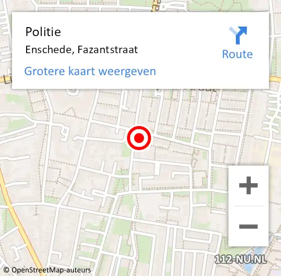 Locatie op kaart van de 112 melding: Politie Enschede, Fazantstraat op 20 april 2024 17:30