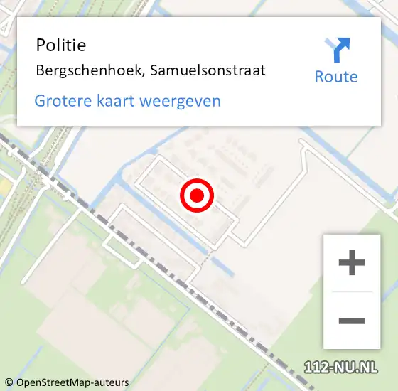 Locatie op kaart van de 112 melding: Politie Bergschenhoek, Samuelsonstraat op 20 april 2024 17:54