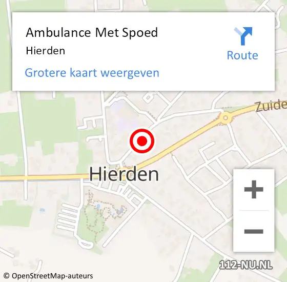 Locatie op kaart van de 112 melding: Ambulance Met Spoed Naar Hierden op 20 april 2024 18:03