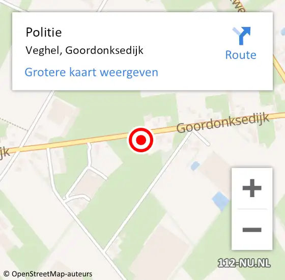 Locatie op kaart van de 112 melding: Politie Veghel, Goordonksedijk op 20 april 2024 18:24