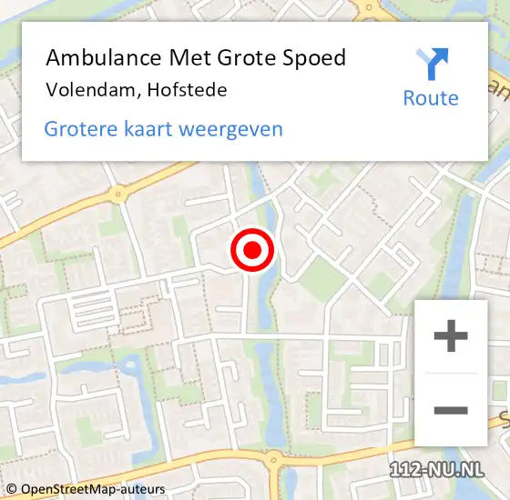 Locatie op kaart van de 112 melding: Ambulance Met Grote Spoed Naar Volendam, Hofstede op 20 april 2024 18:52