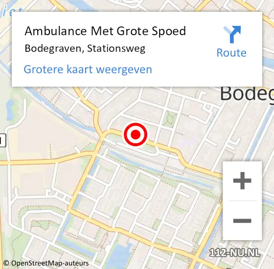 Locatie op kaart van de 112 melding: Ambulance Met Grote Spoed Naar Bodegraven, Stationsweg op 20 april 2024 18:53