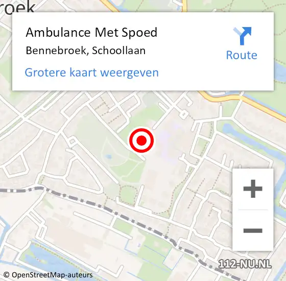Locatie op kaart van de 112 melding: Ambulance Met Spoed Naar Bennebroek, Schoollaan op 20 april 2024 19:17