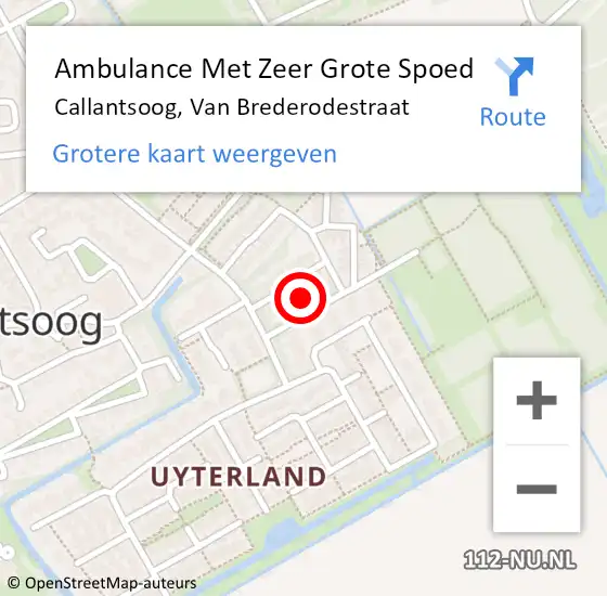 Locatie op kaart van de 112 melding: Ambulance Met Zeer Grote Spoed Naar Callantsoog, Van Brederodestraat op 20 april 2024 19:47