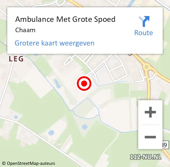 Locatie op kaart van de 112 melding: Ambulance Met Grote Spoed Naar Chaam op 20 april 2024 19:54