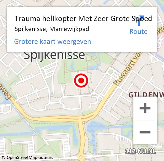 Locatie op kaart van de 112 melding: Trauma helikopter Met Zeer Grote Spoed Naar Spijkenisse, Marrewijkpad op 20 april 2024 20:11