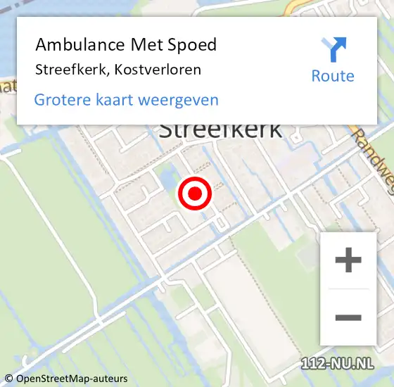 Locatie op kaart van de 112 melding: Ambulance Met Spoed Naar Streefkerk, Kostverloren op 20 april 2024 20:24
