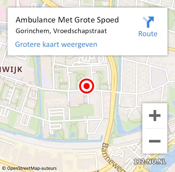 Locatie op kaart van de 112 melding: Ambulance Met Grote Spoed Naar Gorinchem, Vroedschapstraat op 20 april 2024 20:33