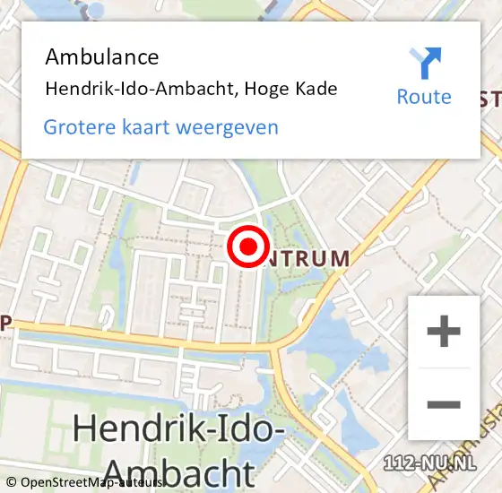 Locatie op kaart van de 112 melding: Ambulance Hendrik-Ido-Ambacht, Hoge Kade op 20 april 2024 20:34