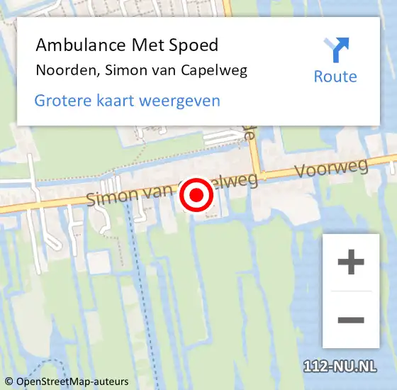 Locatie op kaart van de 112 melding: Ambulance Met Spoed Naar Noorden, Simon van Capelweg op 20 april 2024 21:03