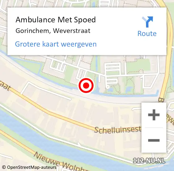 Locatie op kaart van de 112 melding: Ambulance Met Spoed Naar Gorinchem, Weverstraat op 20 april 2024 21:04