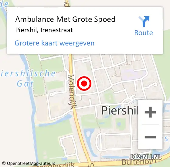 Locatie op kaart van de 112 melding: Ambulance Met Grote Spoed Naar Piershil, Irenestraat op 20 april 2024 21:14