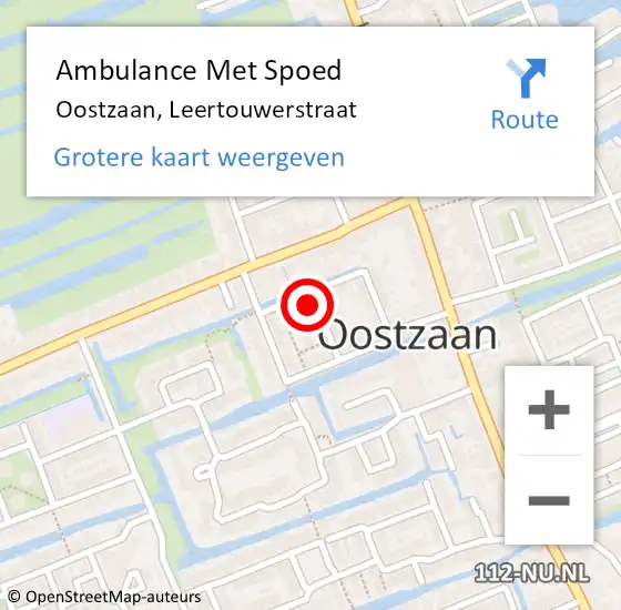 Locatie op kaart van de 112 melding: Ambulance Met Spoed Naar Oostzaan, Leertouwerstraat op 20 april 2024 22:16